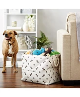Bone Dry Collapsible Pet Storage Bin with Rope Handles Paw/Bone Print