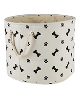 Bone Dry Collapsible Pet Storage Bin with Rope Handles Paw/Bone Print