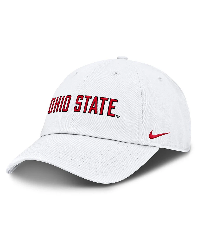 Nike Men's White Ohio State Buckeyes Core Club Mascot Wordmark Adjustable Hat