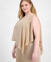 Connected Plus Cape-Overlay Dress
