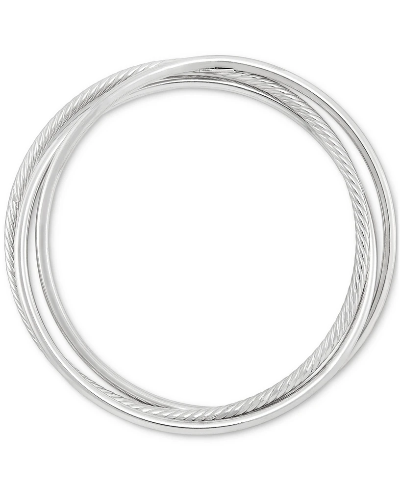 Polished Triple-Row Twist Bangle Bracelet in Sterling Silver