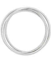 Polished Triple-Row Twist Bangle Bracelet in Sterling Silver