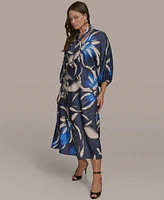 Donna Karan New York Plus Floral-Print A-Line Dress