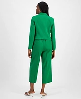 Bar Iii Womens Faux Double Breasted Blazer Sleeveless Honeycomb Top Cropped Wide Leg Pants Exclusively At Macys