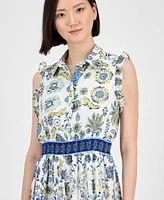 Anne Klein Women's Sleeveless Chiffon Maxi Shirtdress