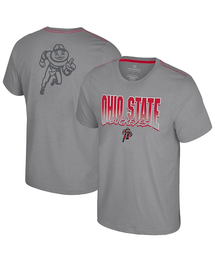 Colosseum Men's Gray Ohio State Buckeyes Dual Logo T-Shirt
