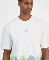 Hugo Boss Men's Dulapo Oversized Short Sleeve Crewneck Argyle T-Shirt