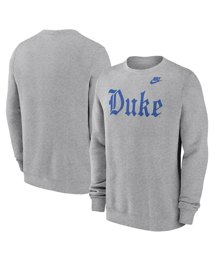 Nike Men's Heather Gray Duke Blue Devils Old English Pullover Sweatshirt