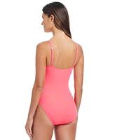 Bleu by Rod Beattie Women's Pique Ole Ruched One-Piece Swimsuit