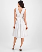 Anne Klein Women's Cotton Eyelet Sleeveless Fit & Flare Dress