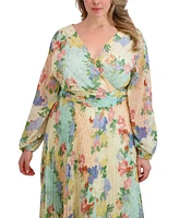 Siena Plus Floral-Print Pleated Maxi Dress