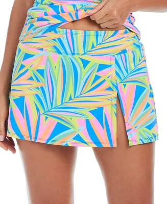 Bleu by Rod Beattie Women's On The Bright Side Printed High-Waist Swim Skirt