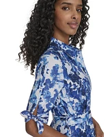 Calvin Klein Women's Cotton Printed Tie-Sleeve Shirtdress