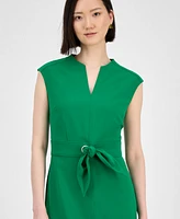 Tahari Petite Tie-Front Sleeveless Scuba Sheath Dress