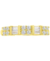 Cubic Zirconia Round & Baguette Band Sterling Silver