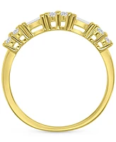Cubic Zirconia Round & Baguette Band Sterling Silver