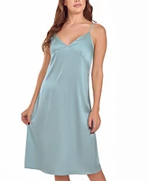 iCollection Women's Soft Cup Satin Long Sage Gown