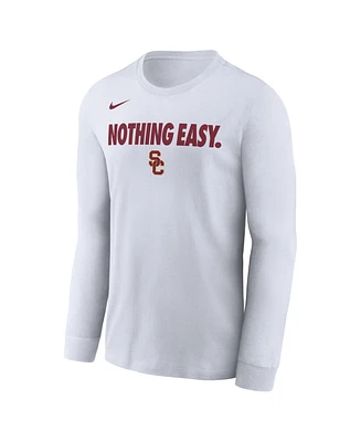 Nike Men's White Usc Trojans 2025 On-Court Bench Long Sleeve T-Shirt