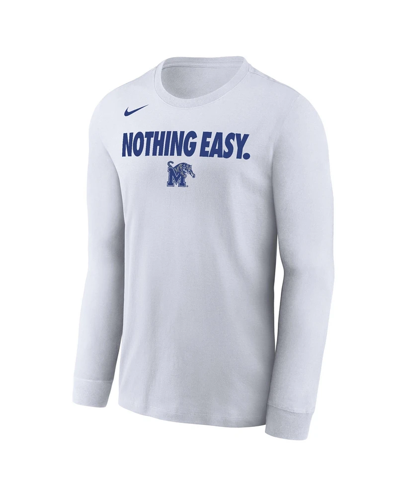 Nike Men's White Memphis Tigers 2025 On-Court Bench Long Sleeve T-Shirt