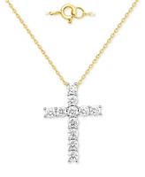 Forever Grown Diamonds Lab Diamond Cross 18" Pendant Necklace (2 ct. t.w.) Sterling Silver or 14k Gold-Plated