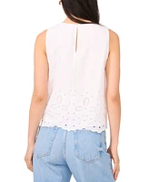1.state Women's Sleeveless Embroidered Hem Blouse