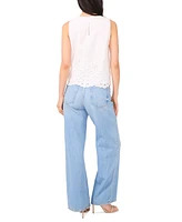 1.state Women's Sleeveless Embroidered Hem Blouse