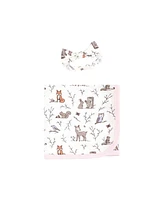 Hudson Baby Baby Girls Hudson Gown, Swaddle Blanket and Cap or Headband, Enchanted Forest, 0-6 Months