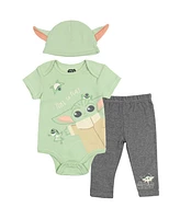 Star Wars Baby Boys Yoda Bodysuits Sleep N' Play Pants Hat and Bibs 8 Piece Outfit Set
