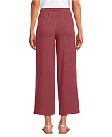 Lands' End Women's Tall Sport Knit Elastic Waist Wide Leg Crop Pants