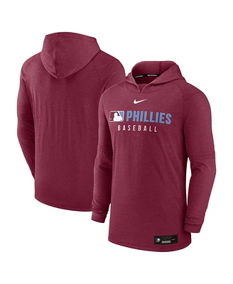 Nike Men's Burgundy Philadelphia Phillies Authentic Collection Tri-Blend Performance Pullover Hoodie