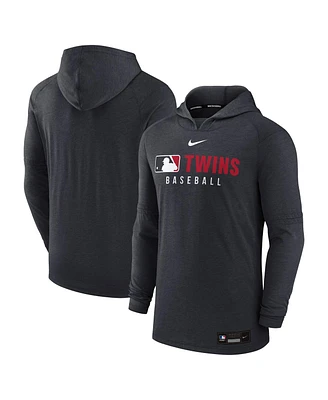 Nike Men's Heather Black Minnesota Twins Authentic Collection Tri-Blend Performance Pullover Hoodie