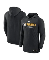 Nike Men's Heather Black Pittsburgh Pirates Authentic Collection Tri-Blend Performance Pullover Hoodie