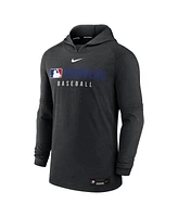 Nike Men's Heather Black Los Angeles Dodgers Authentic Collection Tri-Blend Performance Pullover Hoodie