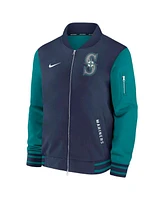 Nike Men's Navy/Aqua Seattle Mariners Authentic Collection Dugout Full-Zip Bomber Jacket