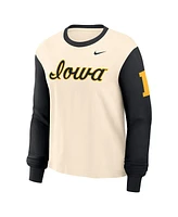 Nike Women's Natural/Black Iowa Hawkeyes Color Block Boxy Long Sleeve T-Shirt