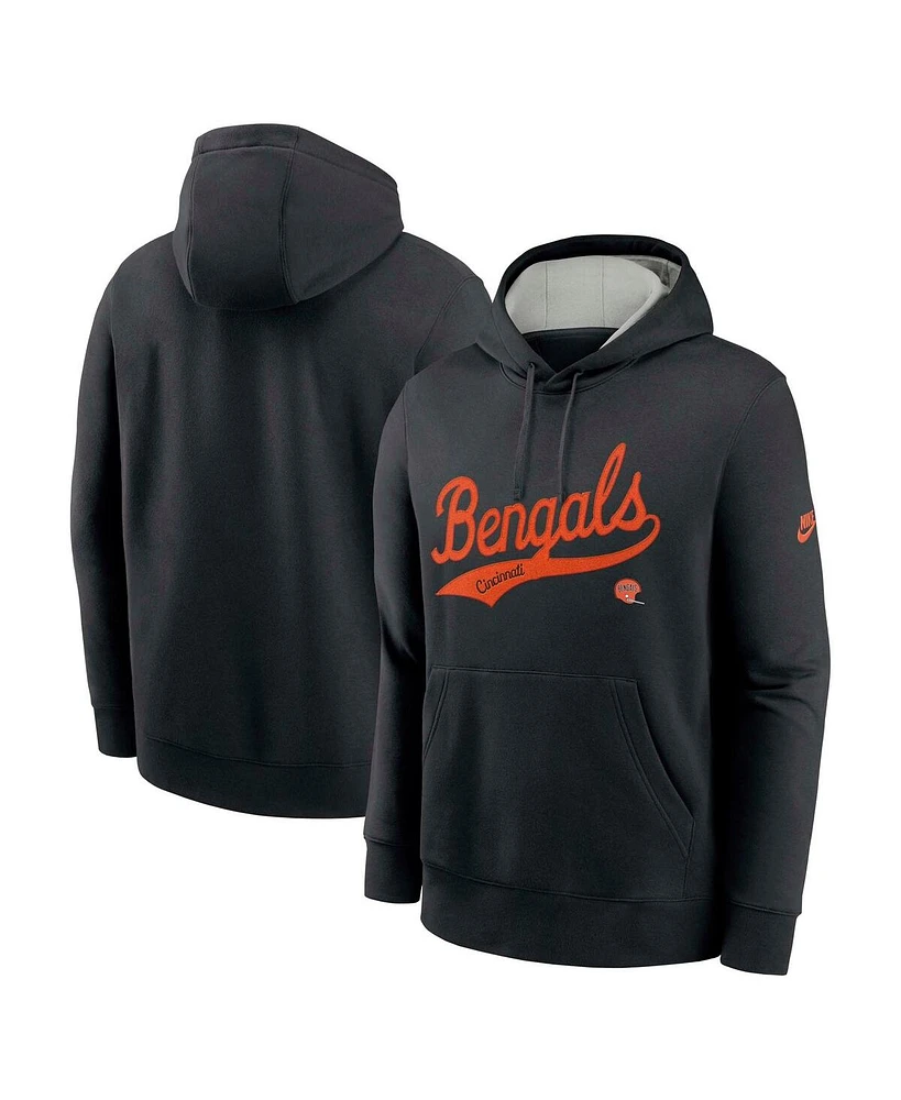 Nike Men's Black Cincinnati Bengals Rewind Club Logo Pullover Hoodie