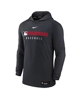 Nike Men's Heather Black Cleveland Guardians Authentic Collection Tri-Blend Performance Pullover Hoodie