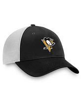 Fanatics Men's Black/White Pittsburgh Penguins Core Primary Logo Trucker Adjustable Hat
