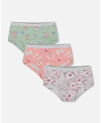 Deux par Girl Printed Cotton Boyshort Underwear (Pack Of 3) Multicolored - Toddler|Child