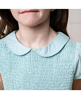 Hope & Henry Little Girls Organic Puff Sleeve Smocked Party Dress with Peter Pan Collar