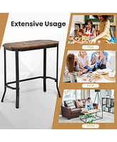 Narrow End Table with Wood Grain and Stable Steel Frame
