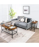 Narrow End Table with Wood Grain and Stable Steel Frame