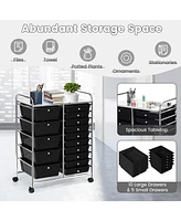 15-Drawer Utility Rolling Organizer Cart Multi-Use Storage