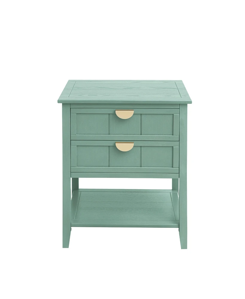 Mondawe 2 Drawer Side Table, American Style, End Table, Suitable for Bedroom, Living Room, Study