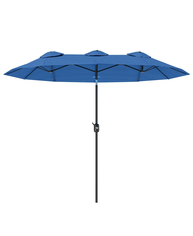 Outsunny 9.5' Double-sided Patio Umbrella with Push Button Tilt,