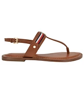 Tommy Hilfiger Women's Gabry Signature Stripe T-Strap Flat Sandals