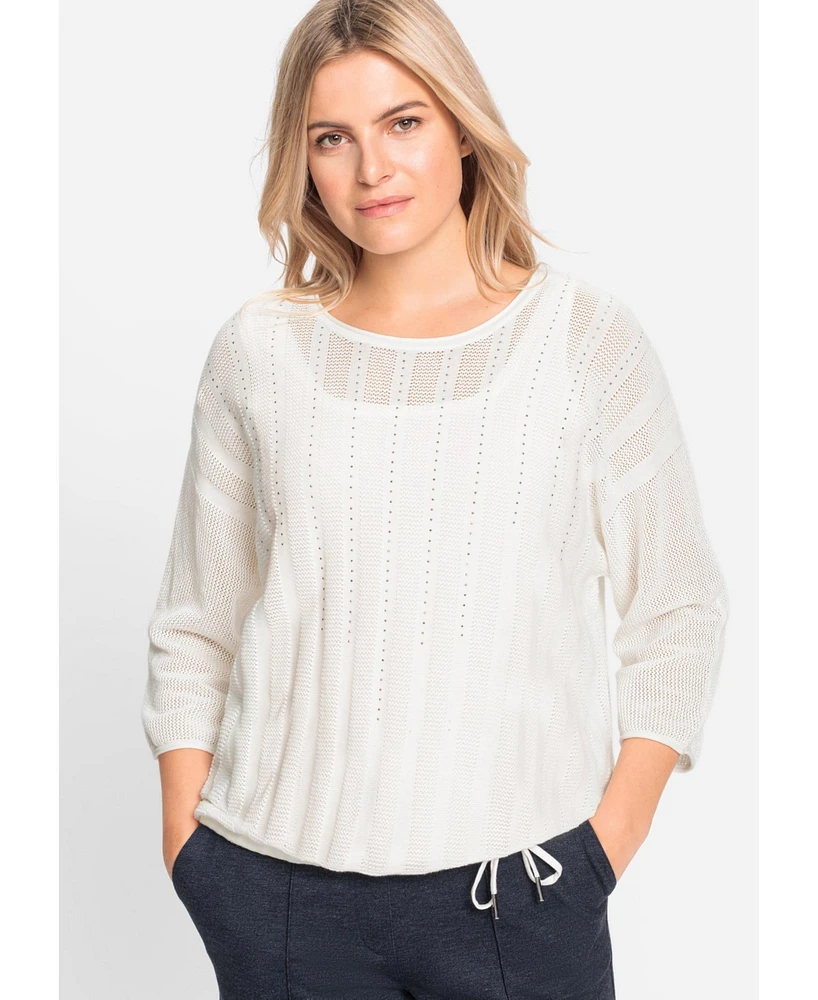 Olsen Women's Embellished Waffle Knit Pullover