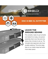 Disc-o-Bed Xl Outfitter Bench Double Cot Camping Bunk with Organizers, Grey