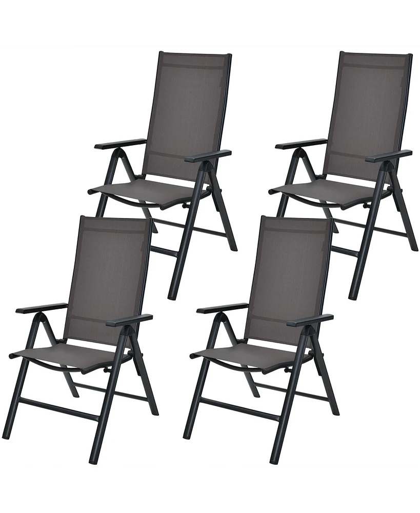 4PCS Patio Folding Dining Chairs Aluminium Adjustable Back