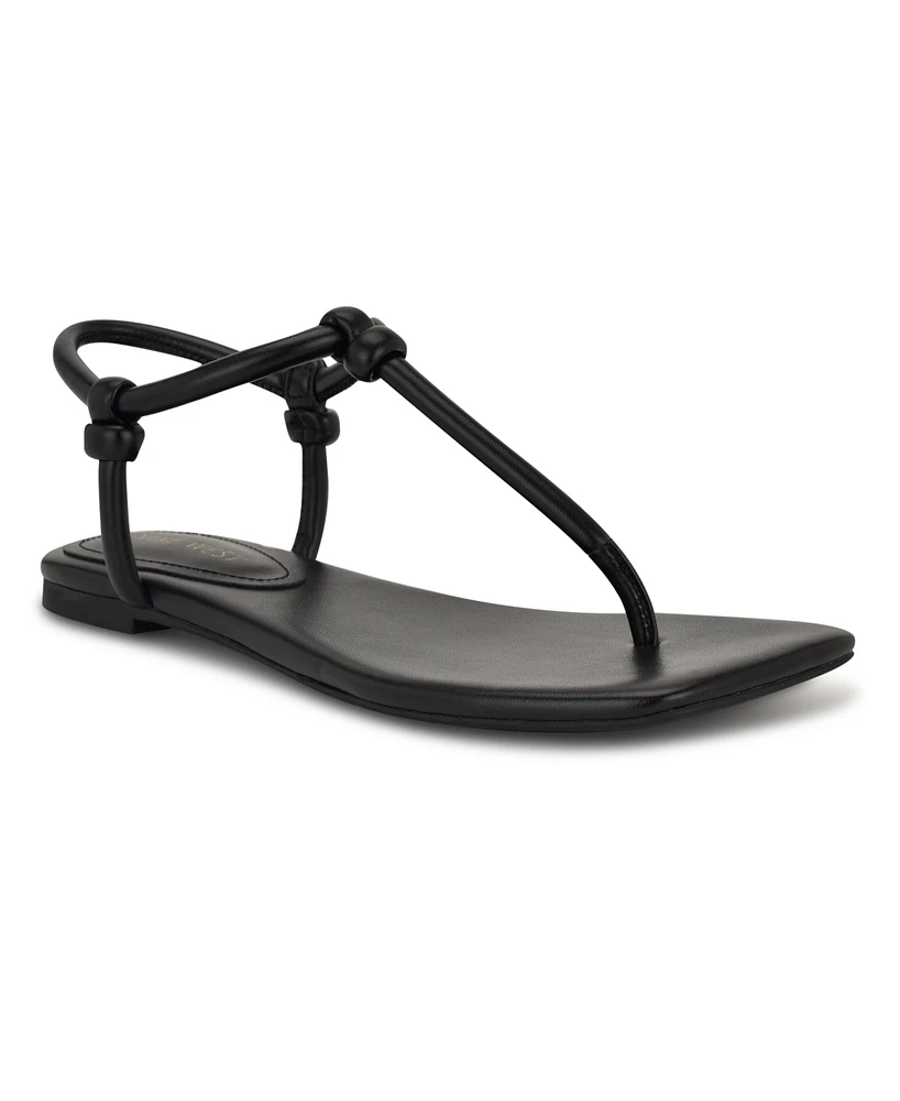 Nine West Women's Nortny Knotted T-Strap Flat sandals